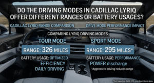 do the driving modes in cadillac lyriq offer different ranges or battery usages
